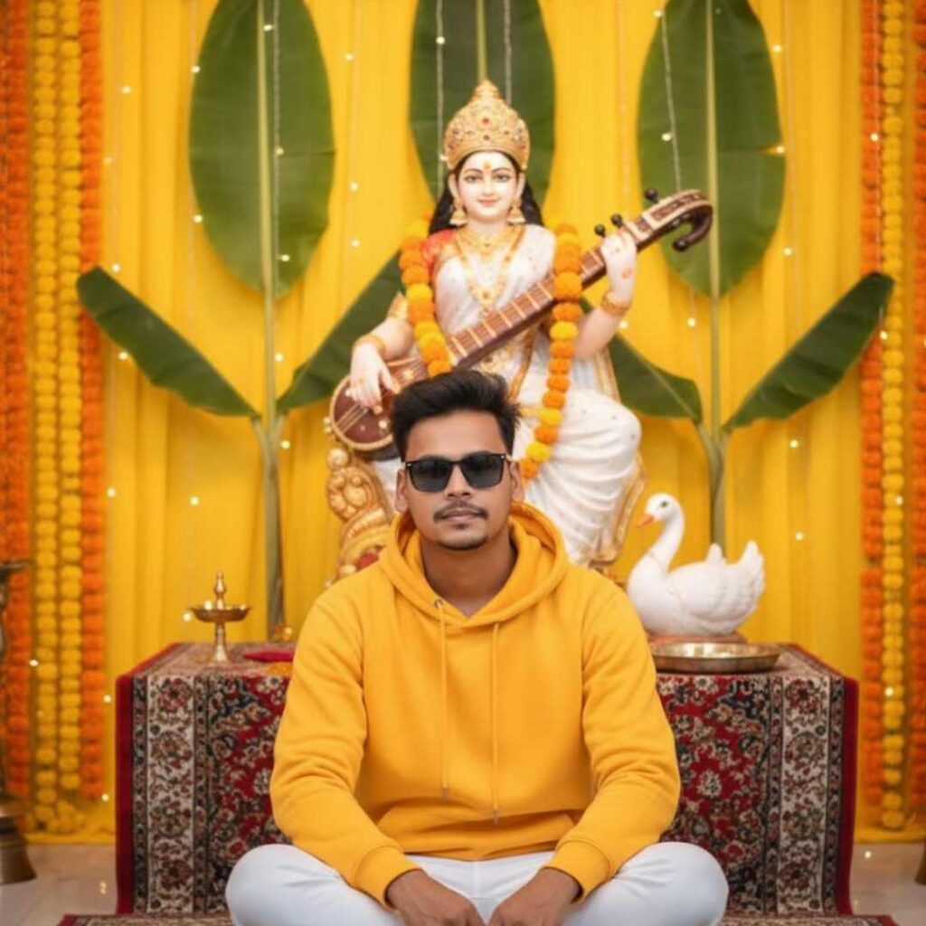 Prompt 5 - Pandal Sitting Sarswati Puja